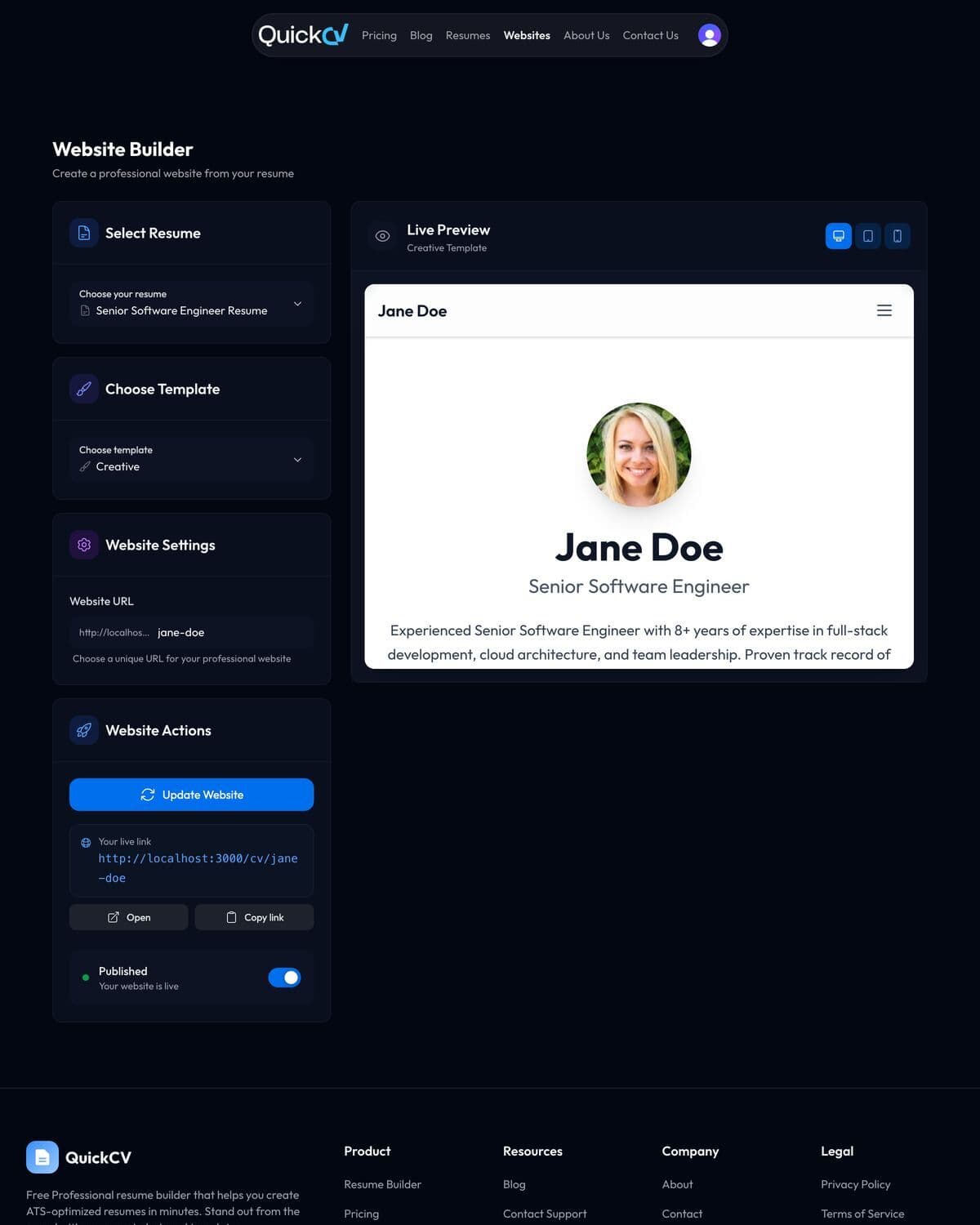 Website Builder demo screenshot